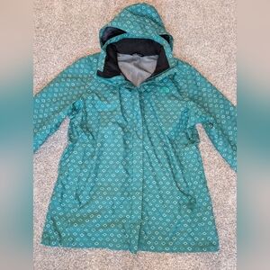 The North Face Resolve Rain Jacket Womens XL Diamond Print Green DryVent